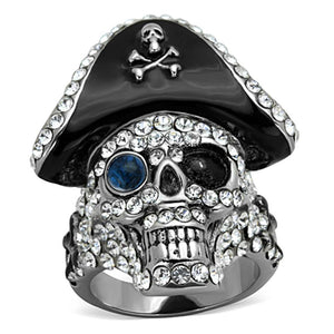 TK1659 - Two-Tone IP Black Stainless Steel Ring with Synthetic Synthetic Glass in Montana - Joyeria Lady