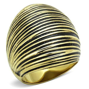 TK1711 - IP Gold(Ion Plating) Stainless Steel Ring with Epoxy  in Jet - Joyeria Lady