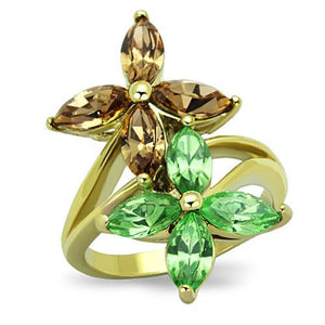 TK1715 - IP Gold(Ion Plating) Stainless Steel Ring with Top Grade Crystal  in Multi Color - Joyeria Lady
