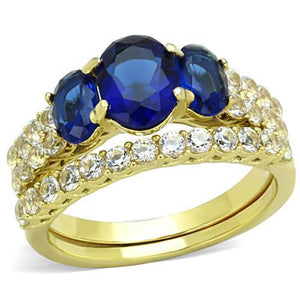 TK1720 - IP Gold(Ion Plating) Stainless Steel Ring with Synthetic Synthetic Glass in Montana - Joyeria Lady