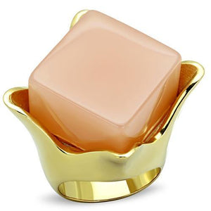 TK1730 - IP Gold(Ion Plating) Stainless Steel Ring with Synthetic Synthetic Stone in Light Rose - Joyeria Lady