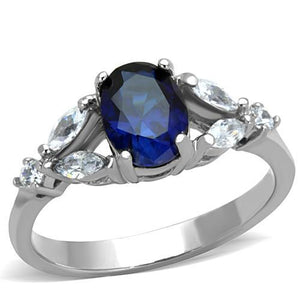 TK1764 - High polished (no plating) Stainless Steel Ring with Synthetic Synthetic Glass in Montana - Joyeria Lady