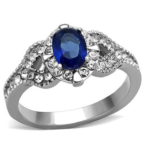TK1765 - High polished (no plating) Stainless Steel Ring with Synthetic Synthetic Glass in Montana - Joyeria Lady