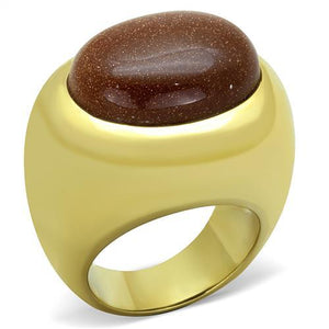 TK1781 - IP Gold(Ion Plating) Stainless Steel Ring with Synthetic Twinkling in Topaz - Joyeria Lady