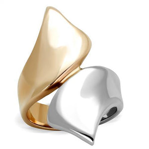 TK1793 - Two-Tone IP Rose Gold Stainless Steel Ring with No Stone - Joyeria Lady