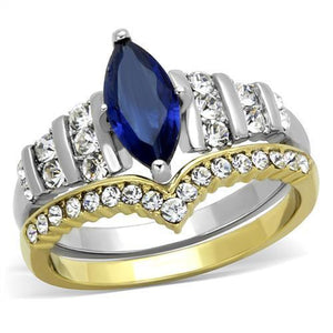 TK1796 - Two-Tone IP Gold (Ion Plating) Stainless Steel Ring with Synthetic Synthetic Glass in Montana - Joyeria Lady