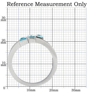 TK180 - High polished (no plating) Stainless Steel Ring with Synthetic Synthetic Glass in Sea Blue