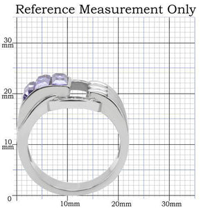 TK181 - High polished (no plating) Stainless Steel Ring with Top Grade Crystal  in Tanzanite