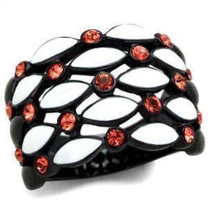 TK1832 - IP Black(Ion Plating) Stainless Steel Ring with Top Grade Crystal  in Garnet - Joyeria Lady