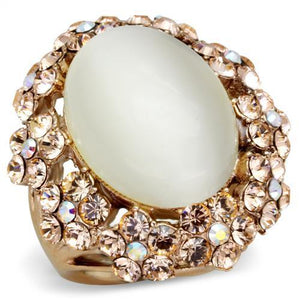 TK1846 IP Rose Gold(Ion Plating) Stainless Steel Ring with Synthetic in White