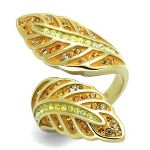 TK1849 - IP Gold(Ion Plating) Stainless Steel Ring with Top Grade Crystal  in Multi Color - Joyeria Lady