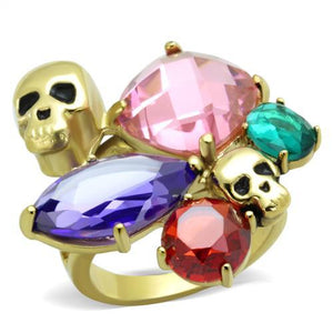 TK1888 - IP Gold(Ion Plating) Stainless Steel Ring with AAA Grade CZ  in Multi Color - Joyeria Lady