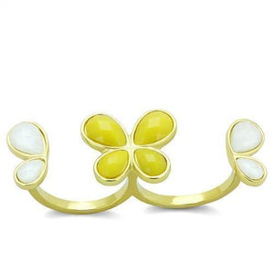 TK2101 - IP Gold(Ion Plating) Stainless Steel Ring with Synthetic Synthetic Stone in Citrine Yellow - Joyeria Lady