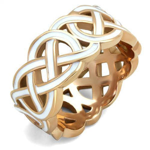 TK2159 - IP Rose Gold(Ion Plating) Stainless Steel Ring with Epoxy  in White - Joyeria Lady