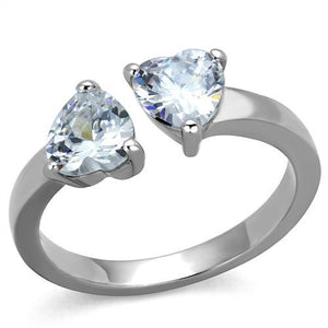 TK2167 - High polished (no plating) Stainless Steel Ring with AAA Grade CZ  in Clear - Joyeria Lady