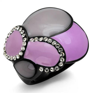TK2215 - IP Black(Ion Plating) Stainless Steel Ring with Top Grade Crystal  in Clear - Joyeria Lady