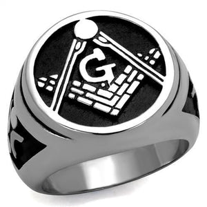 TK2315 High polished (no plating) Stainless Steel Ring with Epoxy in Jet - Joyeria Lady
