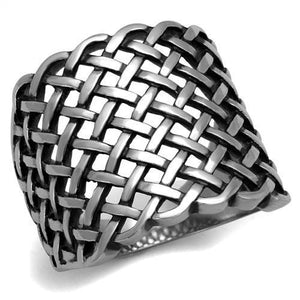 TK2333 High polished (no plating) Stainless Steel Ring with Epoxy in Jet - Joyeria Lady
