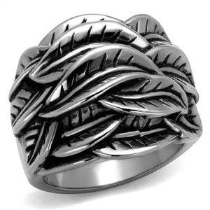 TK2336 High polished (no plating) Stainless Steel Ring with Epoxy in Jet - Joyeria Lady