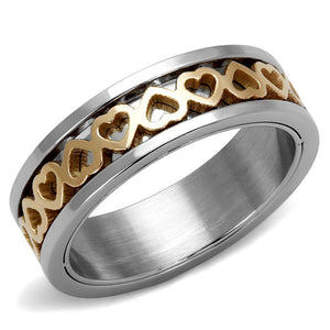 TK2398 - Two-Tone IP Rose Gold Stainless Steel Ring with No Stone - Joyeria Lady