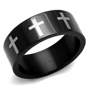 TK2410 Two-Tone IP Black (Ion Plating) Stainless Steel Ring with No Stone in No Stone - Joyeria Lady