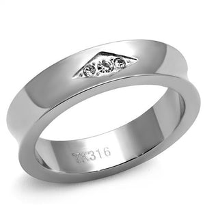 TK2562 - High polished (no plating) Stainless Steel Ring with Top Grade Crystal  in Clear - Joyeria Lady