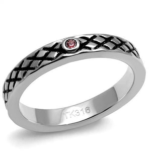 TK2566 - High polished (no plating) Stainless Steel Ring with Top Grade Crystal  in Rose - Joyeria Lady