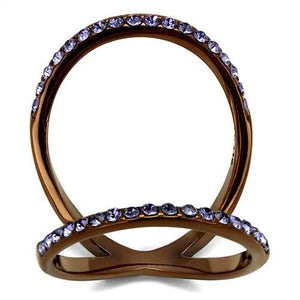 TK2693 - IP Coffee light Stainless Steel Ring with Top Grade Crystal  in Tanzanite - Joyeria Lady