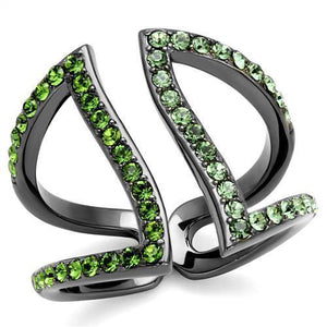 TK2694 - IP Light Black  (IP Gun) Stainless Steel Ring with Top Grade Crystal  in Multi Color - Joyeria Lady