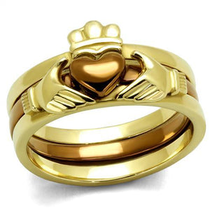TK2801 - IP Gold & IP Light Brown (IP Light coffee) Stainless Steel Ring with No Stone - Joyeria Lady