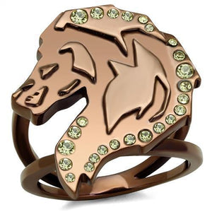 TK2842 - IP Coffee light Stainless Steel Ring with Top Grade Crystal  in Citrine Yellow - Joyeria Lady