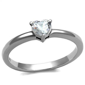 TK2904 - High polished (no plating) Stainless Steel Ring with AAA Grade CZ  in Clear - Joyeria Lady