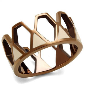 TK2968 - IP Coffee light Stainless Steel Ring with Epoxy  in Champagne - Joyeria Lady