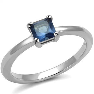 TK2979 - High polished (no plating) Stainless Steel Ring with Synthetic Synthetic Glass in Montana - Joyeria Lady