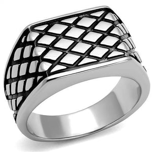TK3009 High polished (no plating) Stainless Steel Ring with Epoxy in Jet - Joyeria Lady