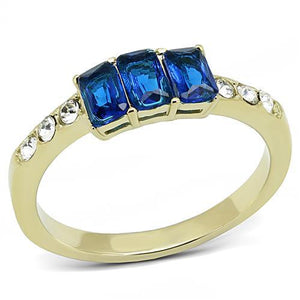 TK3037 - IP Gold(Ion Plating) Stainless Steel Ring with Synthetic Synthetic Glass in Montana - Joyeria Lady