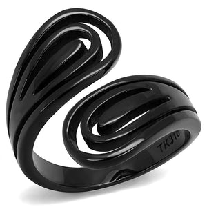 TK3059 - IP Black(Ion Plating) Stainless Steel Ring with No Stone - Joyeria Lady