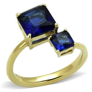 TK3110 - IP Gold(Ion Plating) Stainless Steel Ring with Synthetic Synthetic Glass in Montana - Joyeria Lady