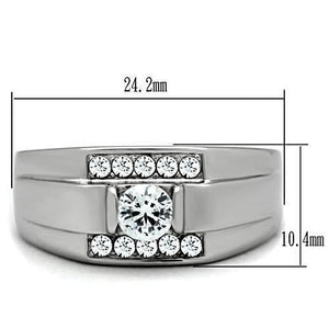 TK314 High polished (no plating) Stainless Steel Ring with AAA Grade CZ in Clear