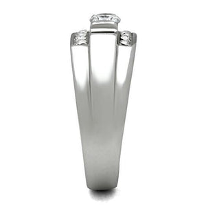 TK314 High polished (no plating) Stainless Steel Ring with AAA Grade CZ in Clear