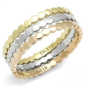 TK3180 - IP Gold & IP Rose Gold (Ion Plating) Stainless Steel Ring with No Stone - Joyeria Lady