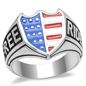 TK3192 High polished (no plating) Stainless Steel Ring with Epoxy in Multi Color - Joyeria Lady