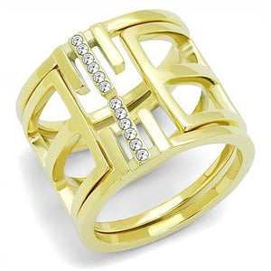 TK3198 - IP Gold(Ion Plating) Stainless Steel Ring with Top Grade Crystal  in Clear - Joyeria Lady