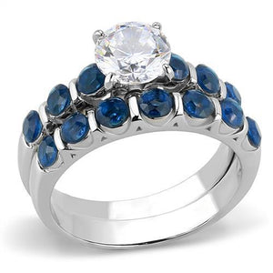 TK3235 - High polished (no plating) Stainless Steel Ring with AAA Grade CZ  in Clear - Joyeria Lady