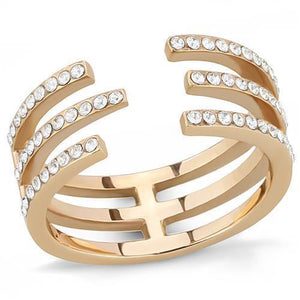 TK3236 - IP Rose Gold(Ion Plating) Stainless Steel Ring with Top Grade Crystal  in Clear - Joyeria Lady