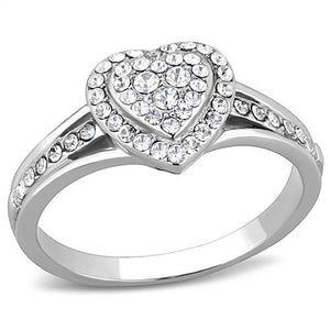 TK3249 - High polished (no plating) Stainless Steel Ring with Top Grade Crystal  in Clear - Joyeria Lady