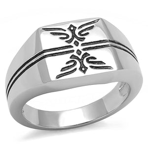 TK3279 High polished (no plating) Stainless Steel Ring with Epoxy in Jet - Joyeria Lady