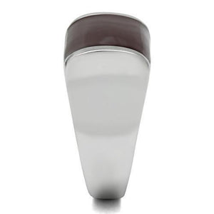 TK327 High polished (no plating) Stainless Steel Ring with Epoxy in Brown