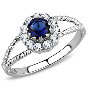 TK3427 - High polished (no plating) Stainless Steel Ring with Synthetic Synthetic Glass in Montana - Joyeria Lady