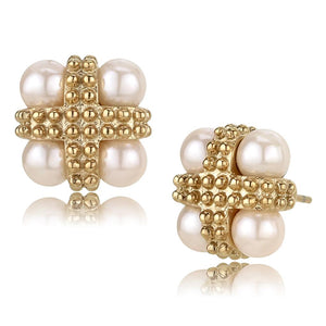 TK3495 IP Rose Gold(Ion Plating) Stainless Steel Earrings with Synthetic in Light Rose - Joyeria Lady